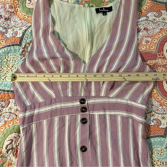 Lulu's Mauve Striped Button-Down Midi Dress - Picture 5 of 8